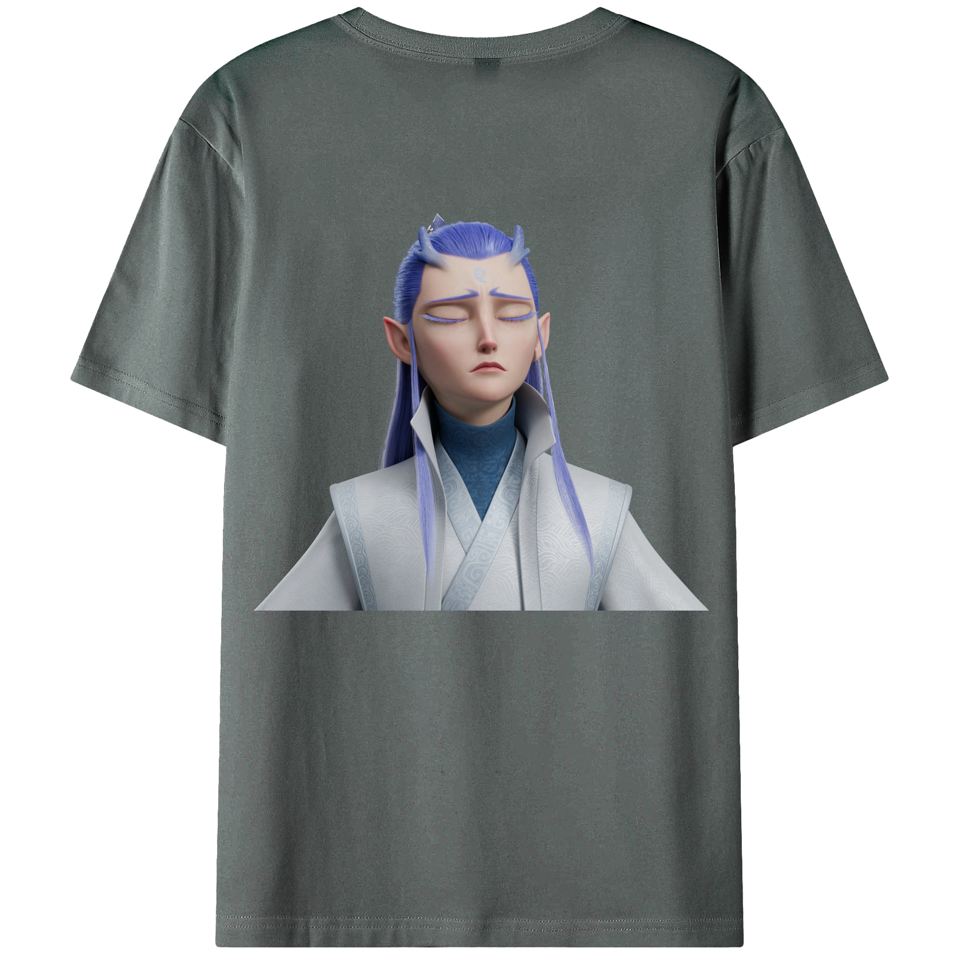 （画像用） Ne Zha 2 ナタ 魔童の大暴れ 綿100％ メンズ半袖Tシャツ（バックプリント） 通気性